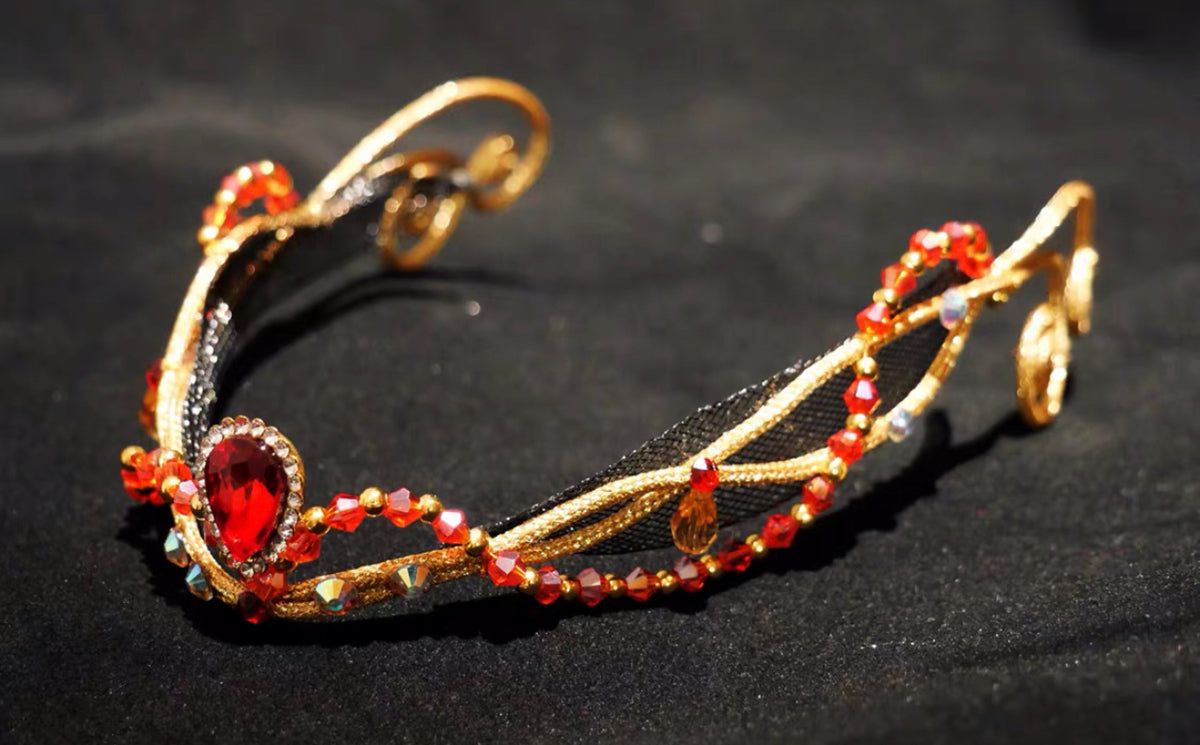 Professional Handmade Red Green Golden Esmeralda Tiara Headpiece