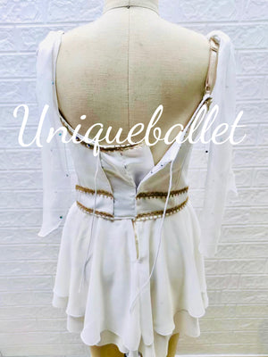 Golden Trims White Cupid Talisman Lyrical Ballet Costume Modern Ballet UniqueBallet Golden Trims White Cupid Talisman Lyrical Ballet Costume Modern Ballet UniqueBallet