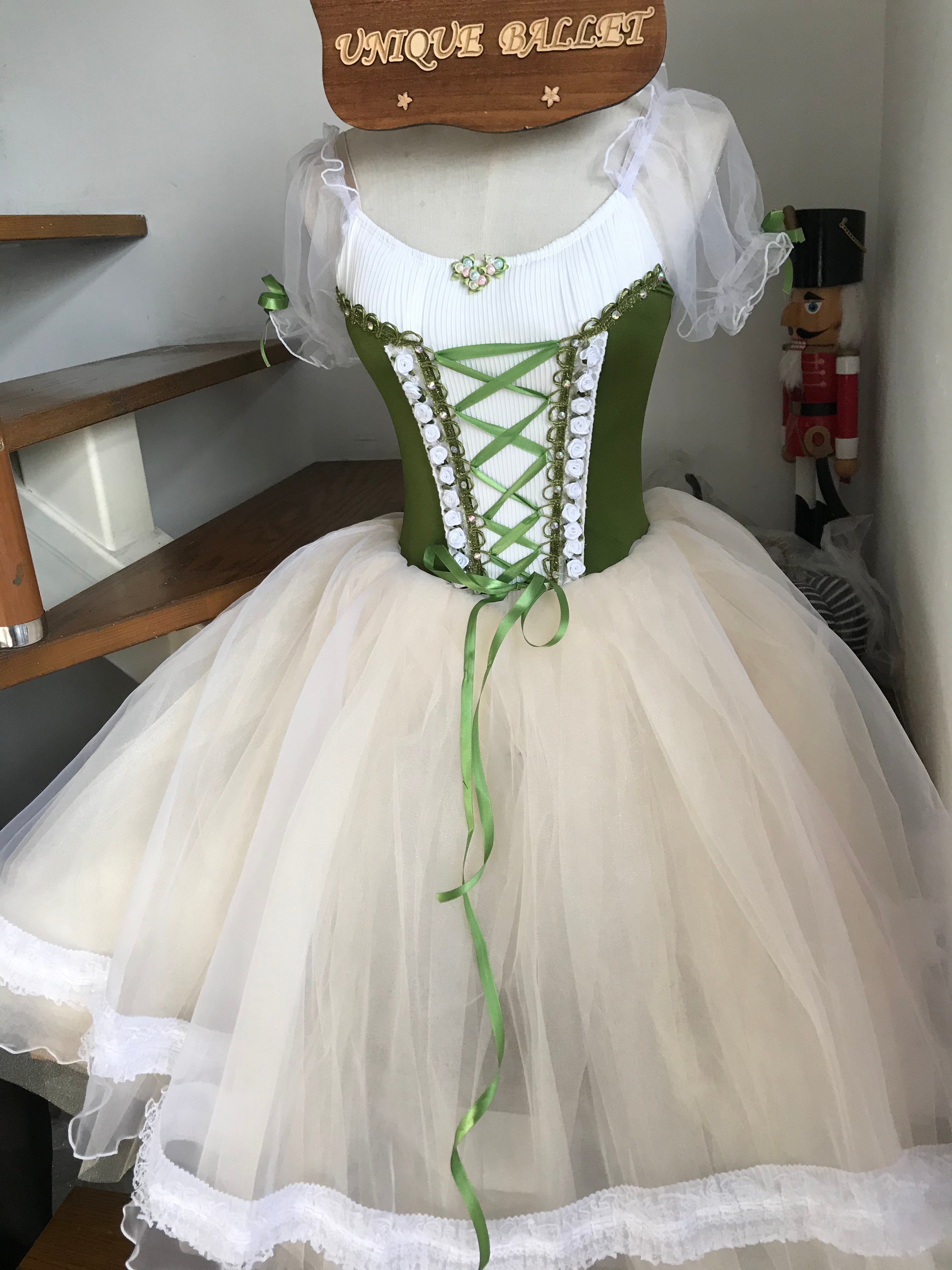 Giselle Romantic Ballet TuTu Costume Olive Green Peasant Long Ballet Dress- RYLOGZGSLOLVGRN
