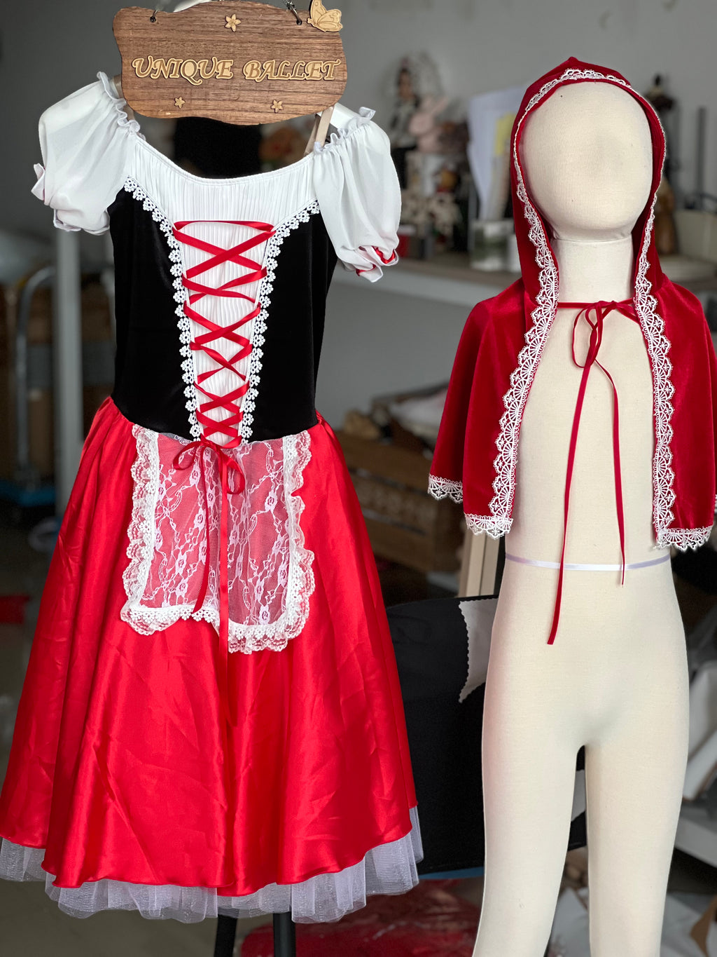 Pull Over Romantic Ballet TuTu Costume For Little Red Ridding Hood In Sleeping Beauty Long Dress Costume - RYLREDHOOD