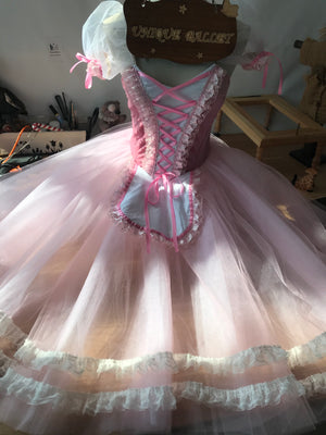 Pink Giselle Professional Romantic Ballet TuTu Hooks Long Dress Peasant Costume -DOGSLPNK