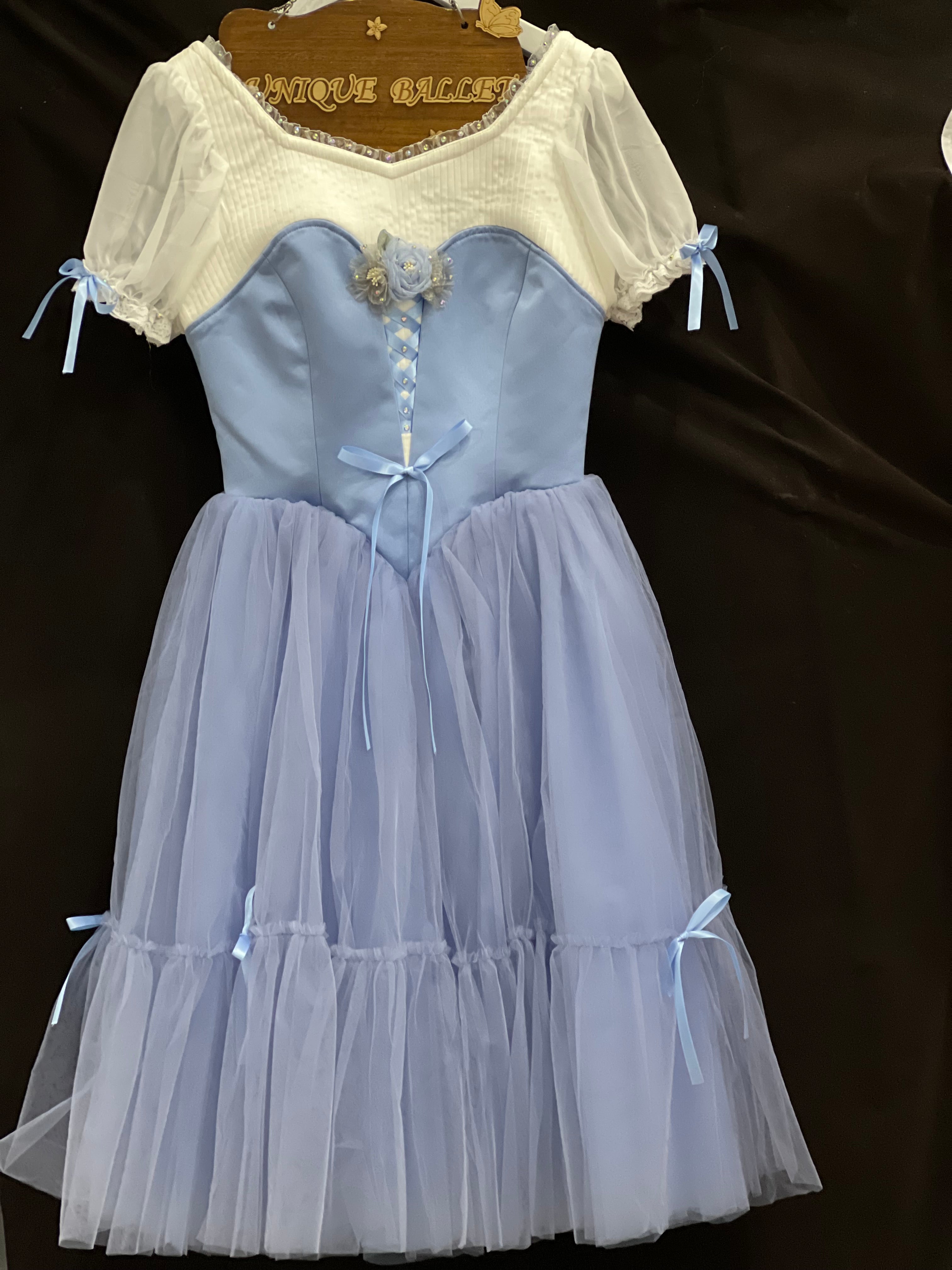 Professional Giselle Gray Blue Peasant Ballet Long Romantic Tutu Dress YAGP TuTu Costume