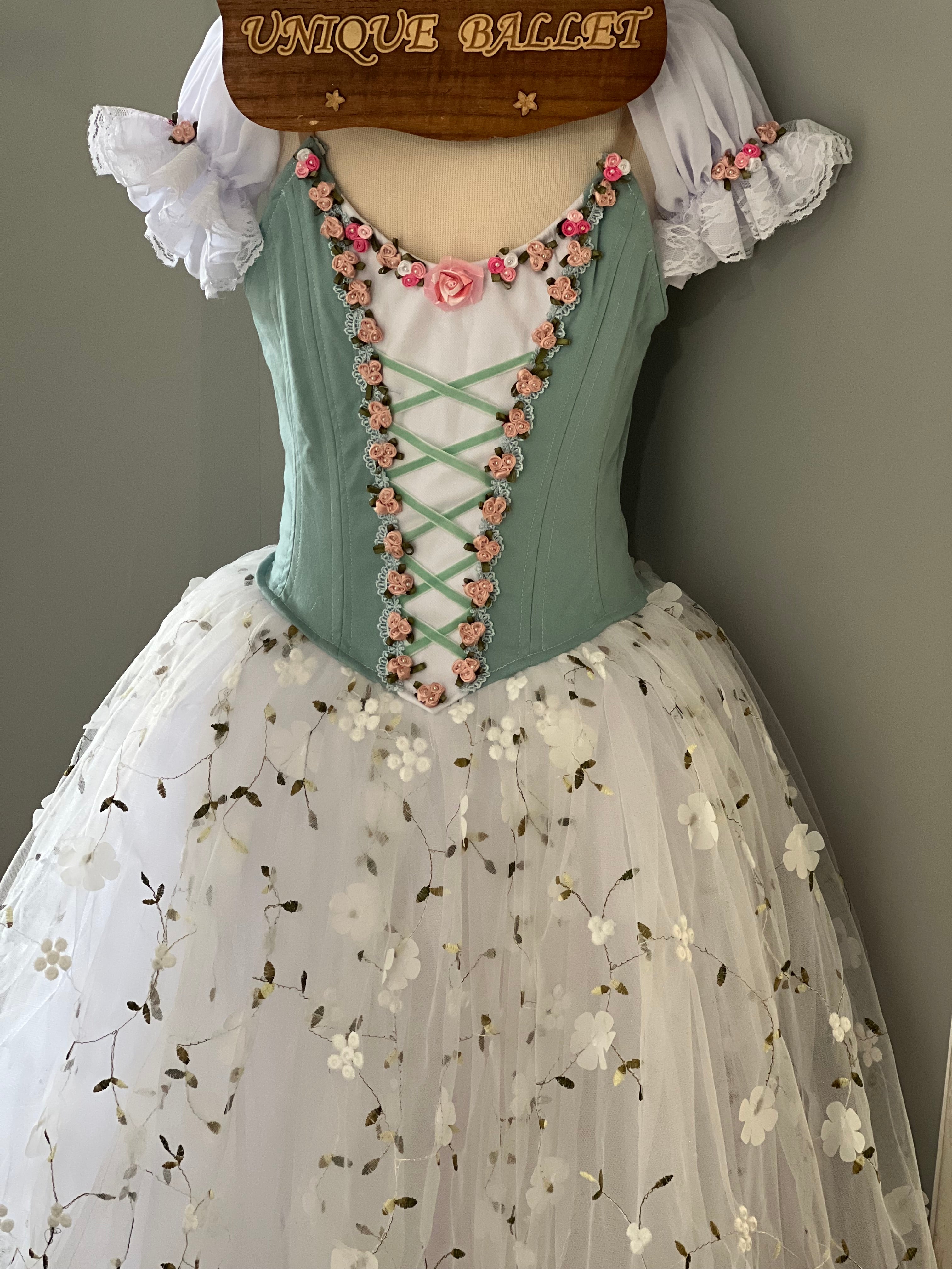 Professional Mint Green White Ballet Romantic Tutu Costume For Swanhilda Coppelia Swanilda  Variation Stage Dance-wear With Hooks - RYLMNTWHTFLWGD
