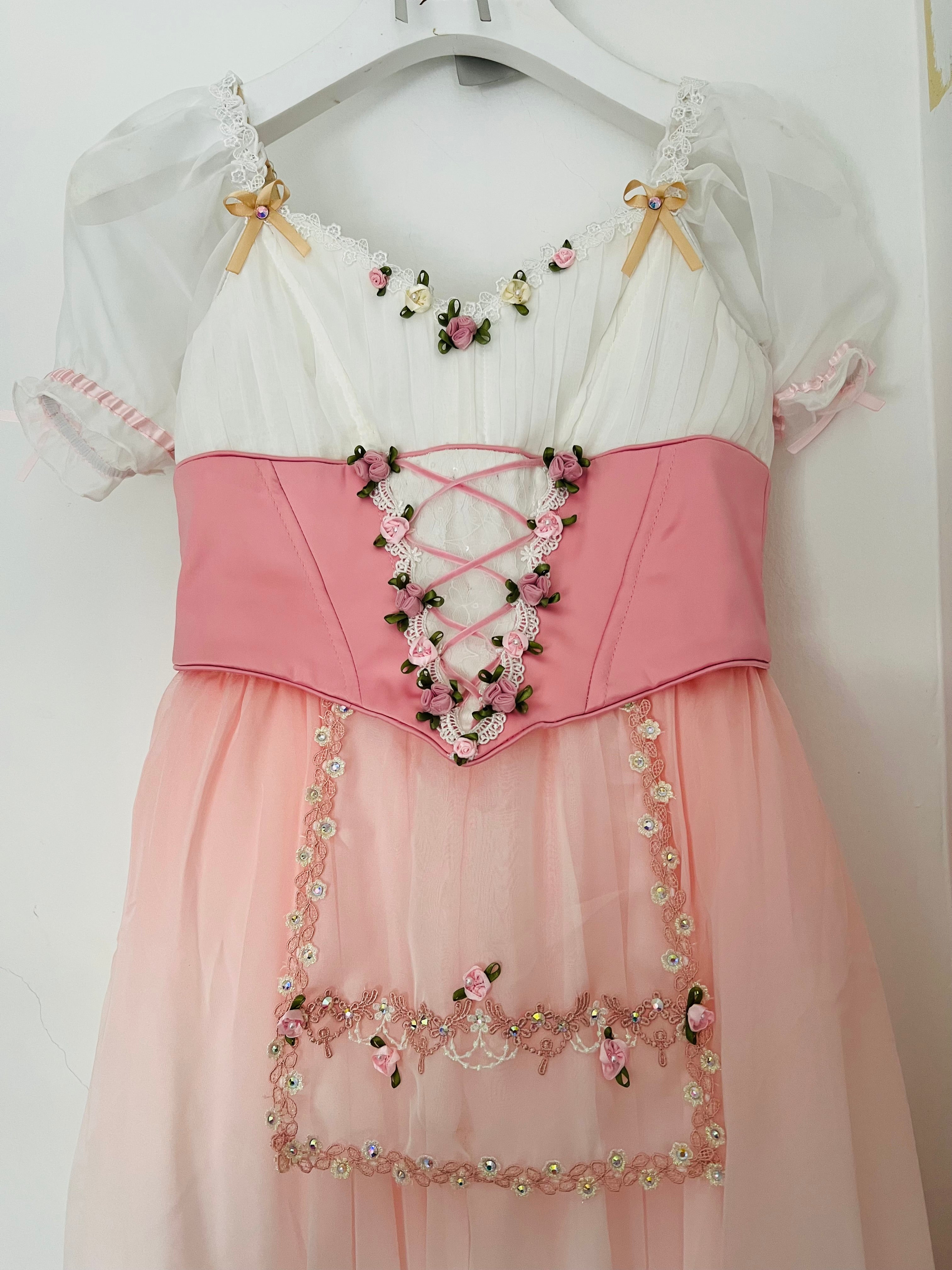 High-end 2 Pieces Professional Pink Gradient La Fille Ma Gardée Giselle Peasant Ballet Long Romantic Tutu Dress YAGP TuTu Costume- ZDPNKGSL