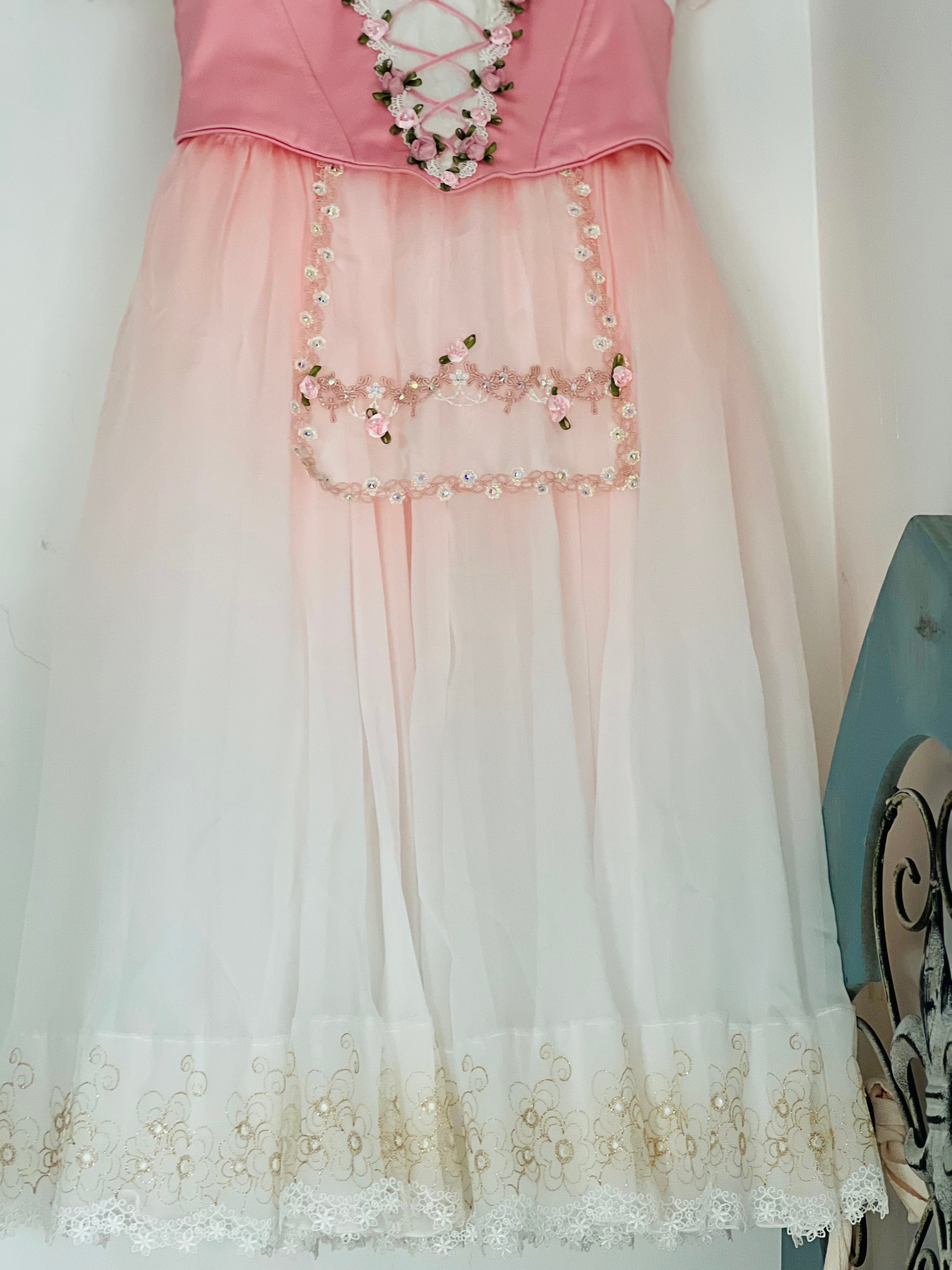 High-end 2 Pieces Professional Pink Gradient La Fille Ma Gardée Giselle Peasant Ballet Long Romantic Tutu Dress YAGP TuTu Costume- ZDPNKGSL
