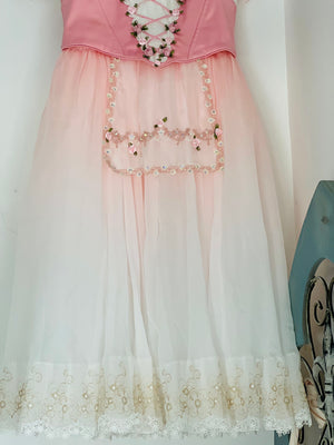 High-end 2 Pieces Professional Pink Gradient La Fille Ma Gardée Giselle Peasant Ballet Long Romantic Tutu Dress YAGP TuTu Costume- ZDPNKGSL