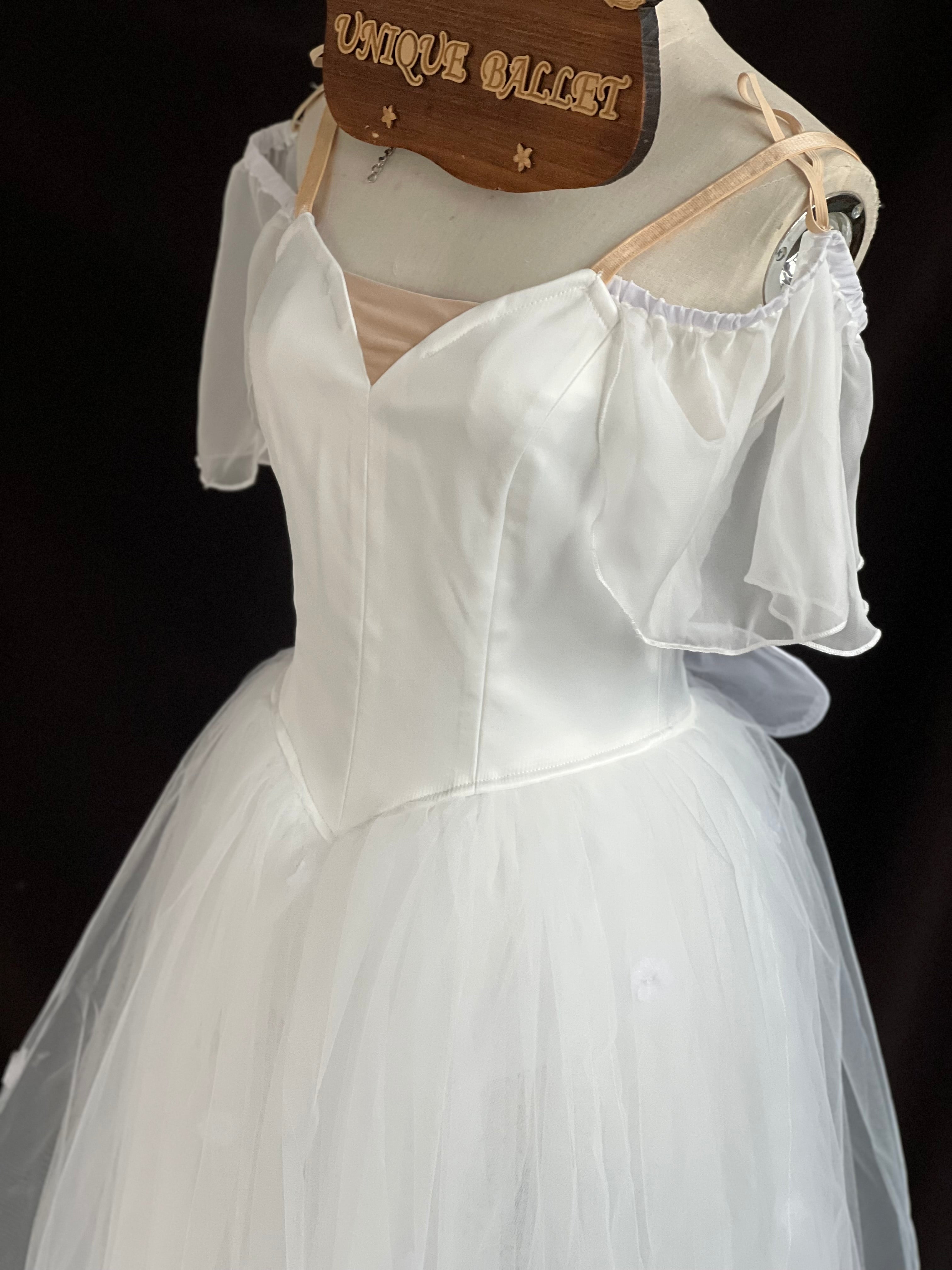 Professional White Les Sylphides Long Romantic Ballet TuTu Costume With Wings - RDFSYPH