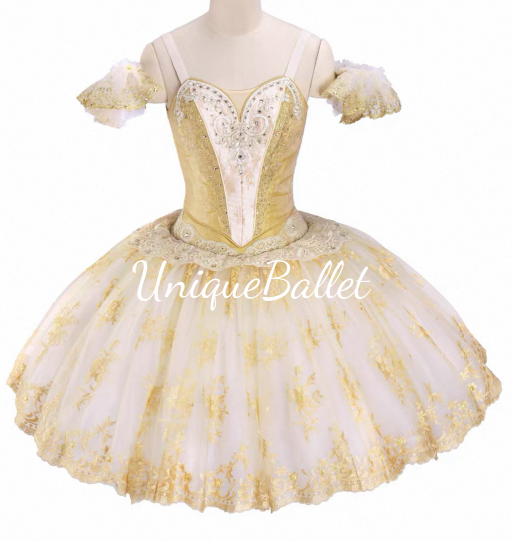 Professional Golden Princess Raymonda Ballet Romantic Bell TuTu Dress Costume For Sleeping Beauty - QWGLD