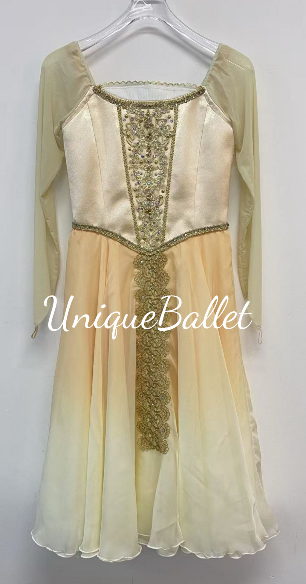 Professional Champagne Color Golden Romantic Ballet TuTu Lyrical  Long Tutu Dress Costume For Juliet Swan Lake Pas De Troid Variation Act 1 -RDFCHAPNJULT