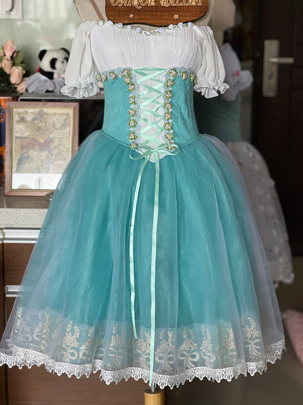 Professional Giselle Mint Green Blue Green Peasant Ballet Long Romantic Tutu Dress YAGP TuTu Costume - RYLTFNYGRNGSL