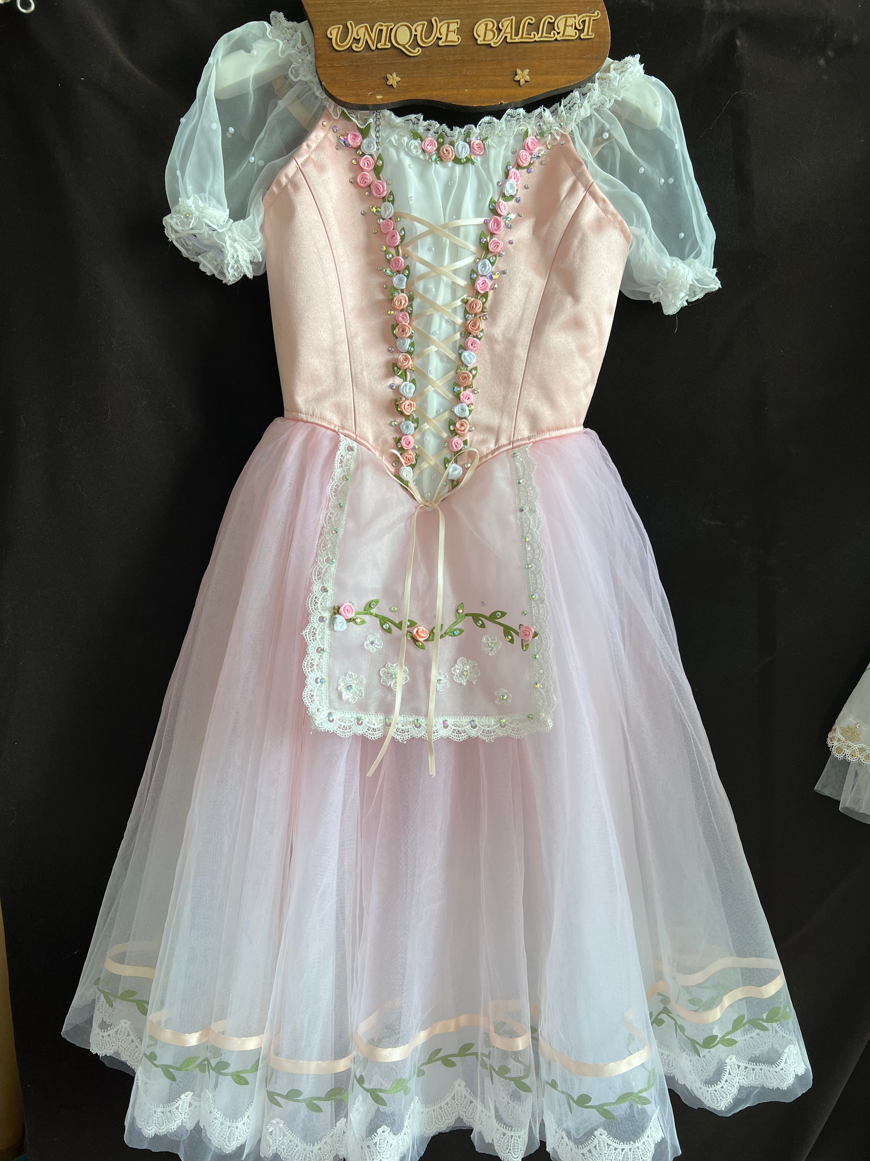 Professional Peach Pink La Fille Ma Gardée Giselle Peasant Ballet Long Romantic Tutu Dress YAGP TuTu Costume -RDFPECHPNKGSL