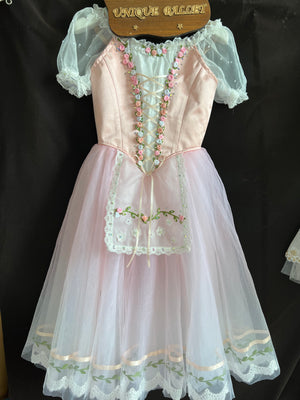 Professional Peach Pink La Fille Ma Gardée Giselle Peasant Ballet Long Romantic Tutu Dress YAGP TuTu Costume -RDFPECHPNKGSL