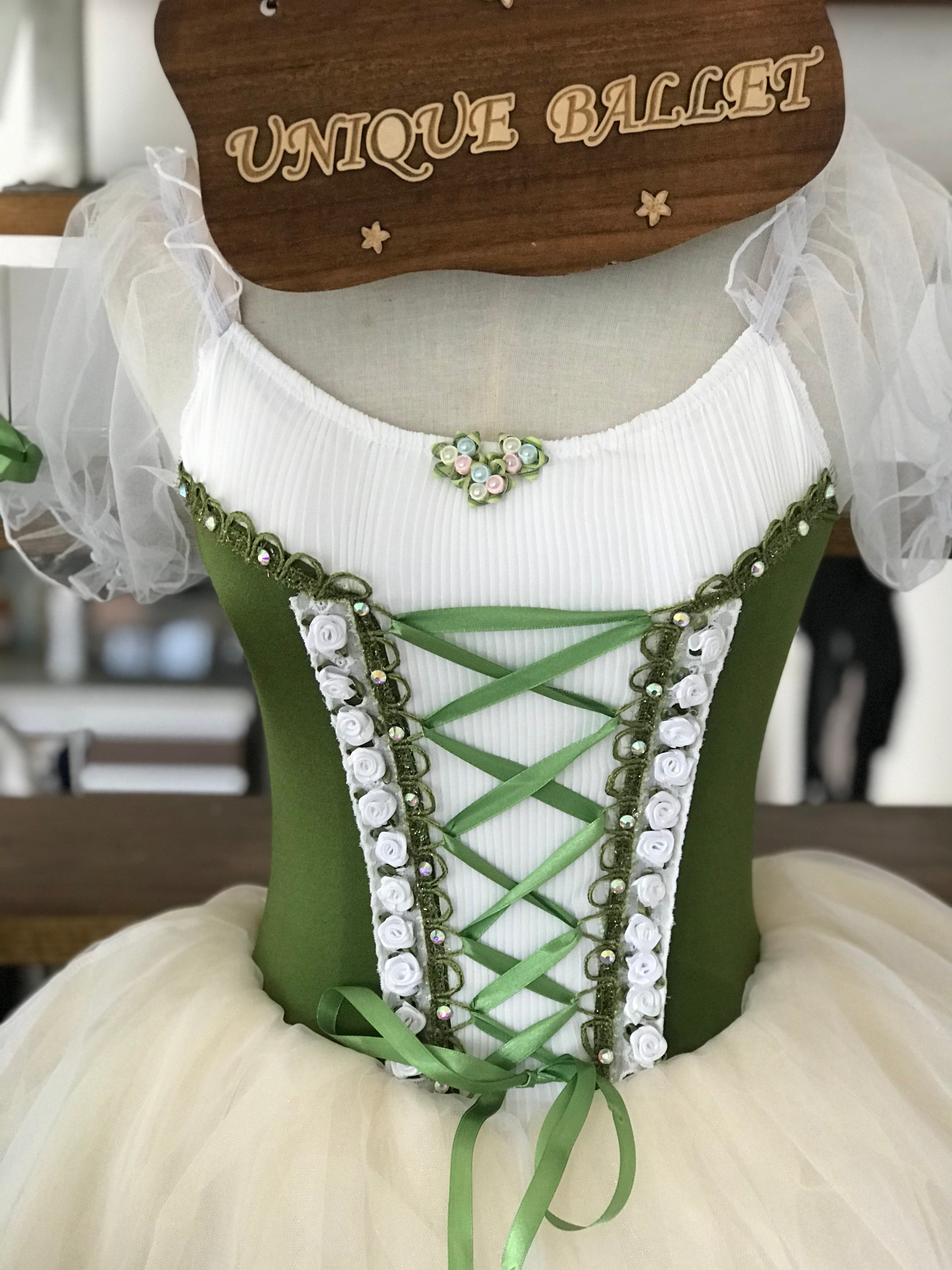 Giselle Romantic Ballet TuTu Costume Olive Green Peasant Long Ballet Dress- RYLOGZGSLOLVGRN