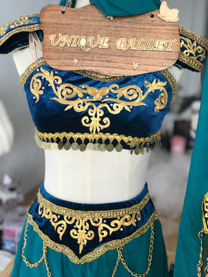 2 Pieces Blue Green Arabian Dance La Bayadere Nikija Indian Crop Top and  Pants Ballet Costume Nutcracker Arabian Dance Male Pants - YLPNTSKONBLUFNM