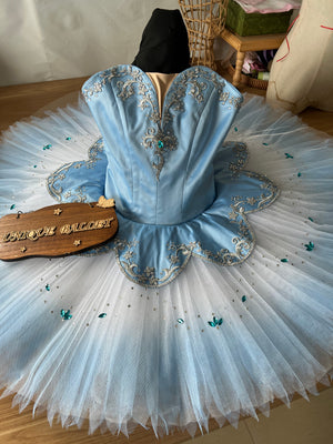 Professional Princess Florine Light Blue Blue Bird Gradient Classic Ballet Costume Stage Platter Tutu YAGP Costume With Hooks -DFLGTBLUBRD