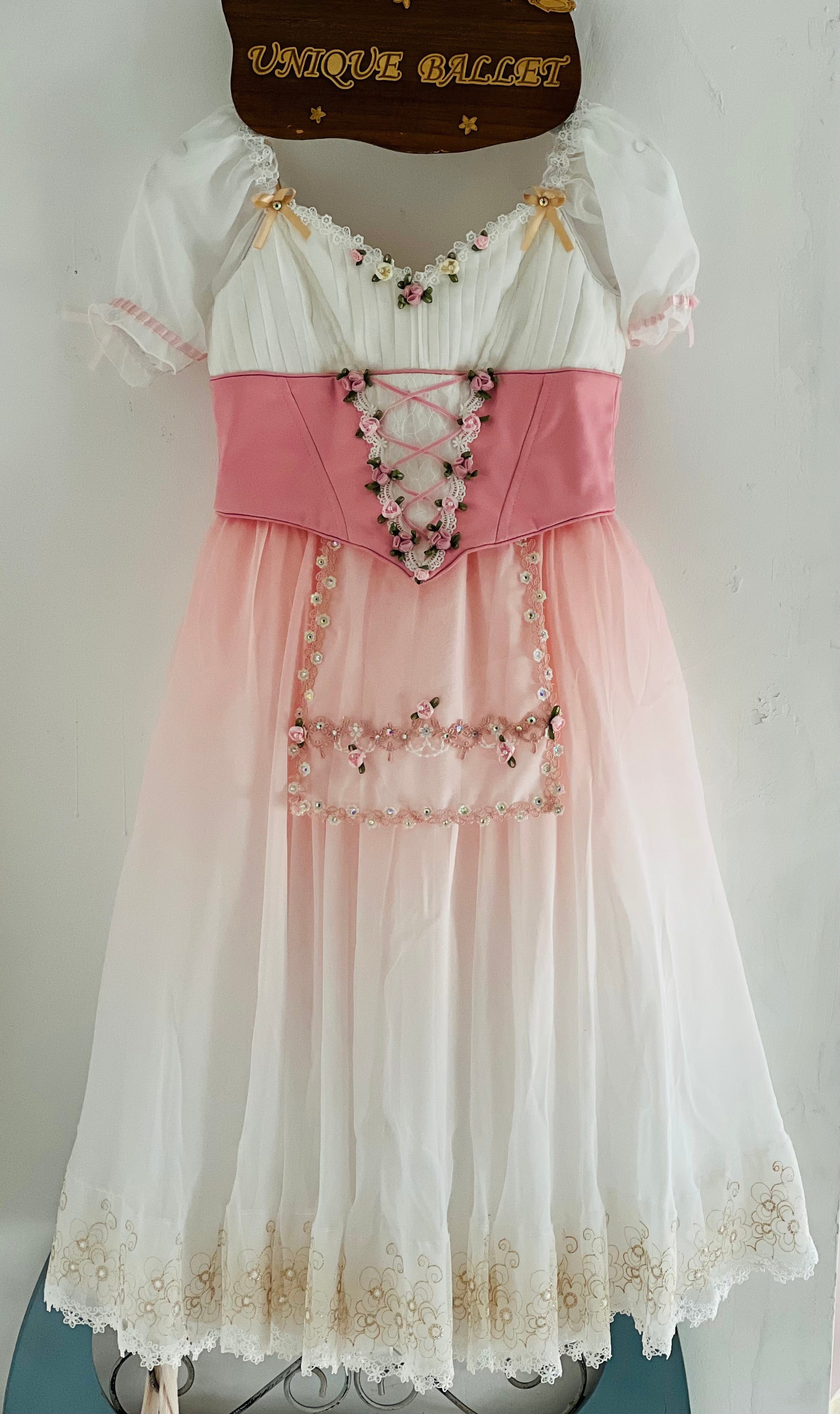 High-end 2 Pieces Professional Pink Gradient La Fille Ma Gardée Giselle Peasant Ballet Long Romantic Tutu Dress YAGP TuTu Costume- ZDPNKGSL