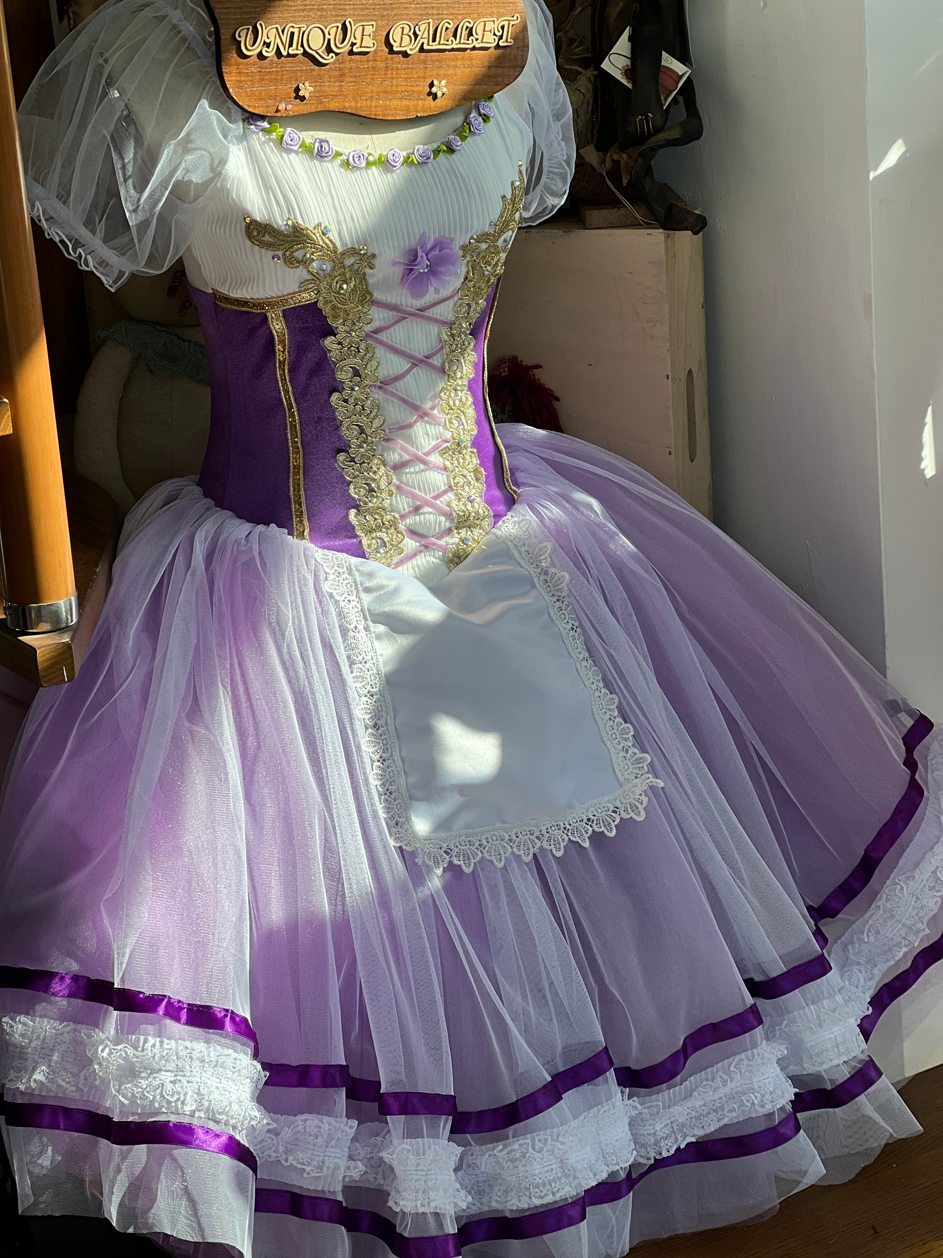 Giselle Romantic Ballet TuTu Costume Lilac Purple La Fille Mal Gardée Long Ballet Peasant Dress- RYLPURPLGSL