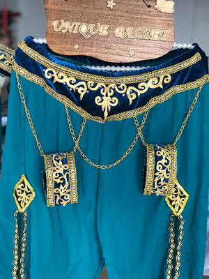 2 Pieces Blue Green Arabian Dance La Bayadere Nikija Indian Crop Top and  Pants Ballet Costume Nutcracker Arabian Dance Male Pants - YLPNTSKONBLUFNM