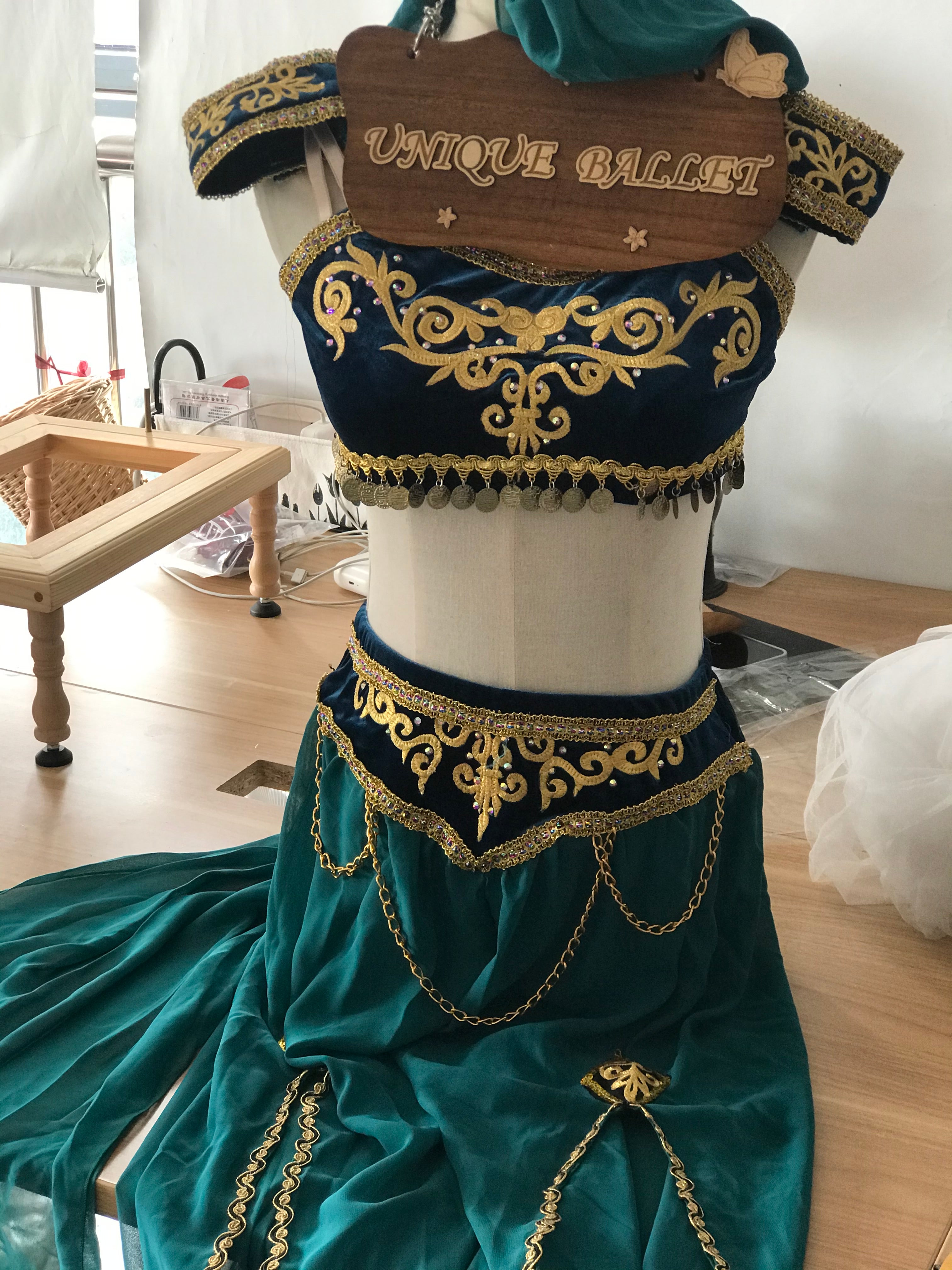 2 Pieces Blue Green Arabian Dance La Bayadere Nikija Indian Crop Top and  Pants Ballet Costume Nutcracker Arabian Dance Male Pants - YLPNTSKONBLUFNM