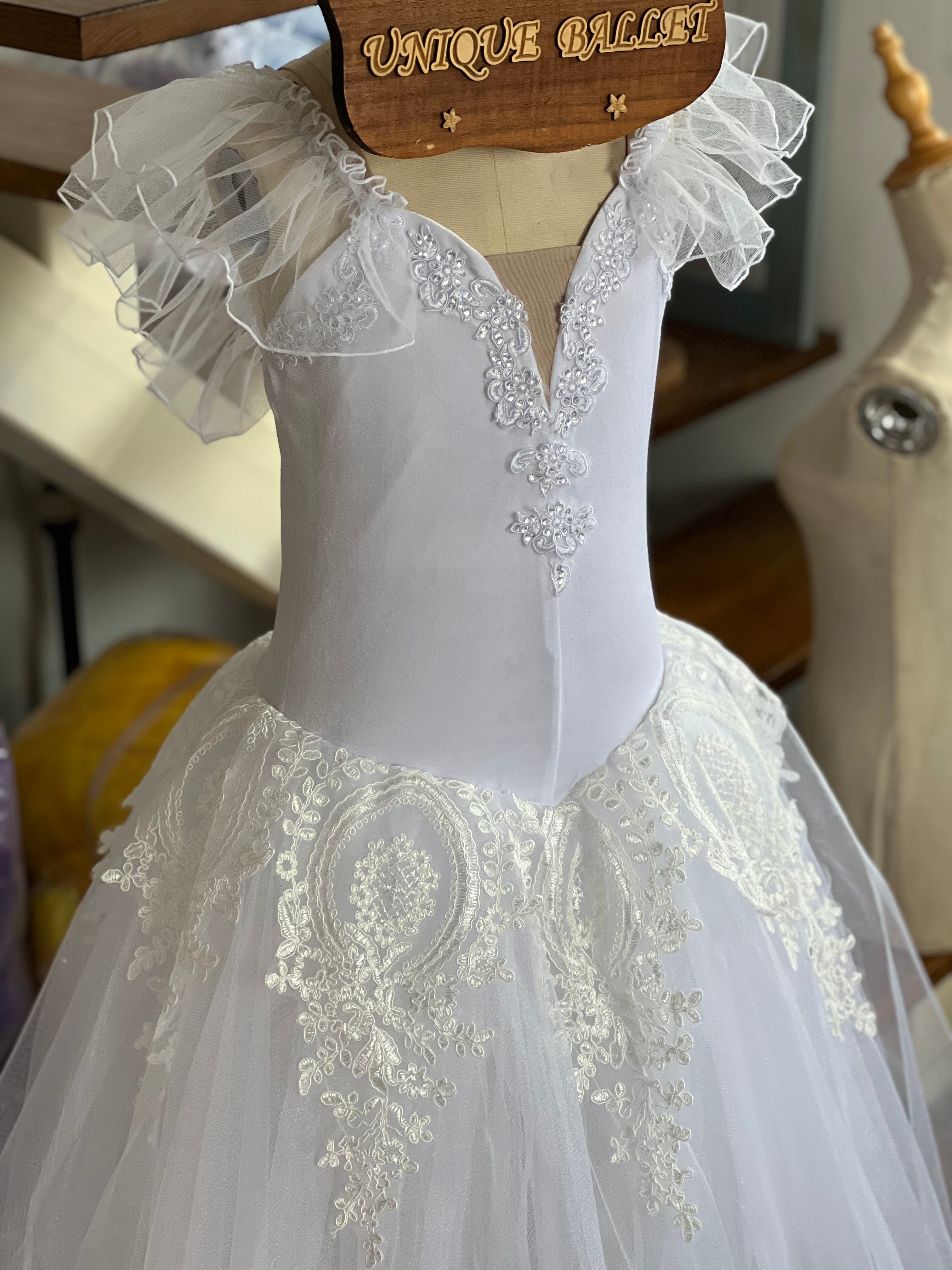 White Nutcracker Romantic Snow flakes Ballet Long Tutu Dress Snow Ballet Costume