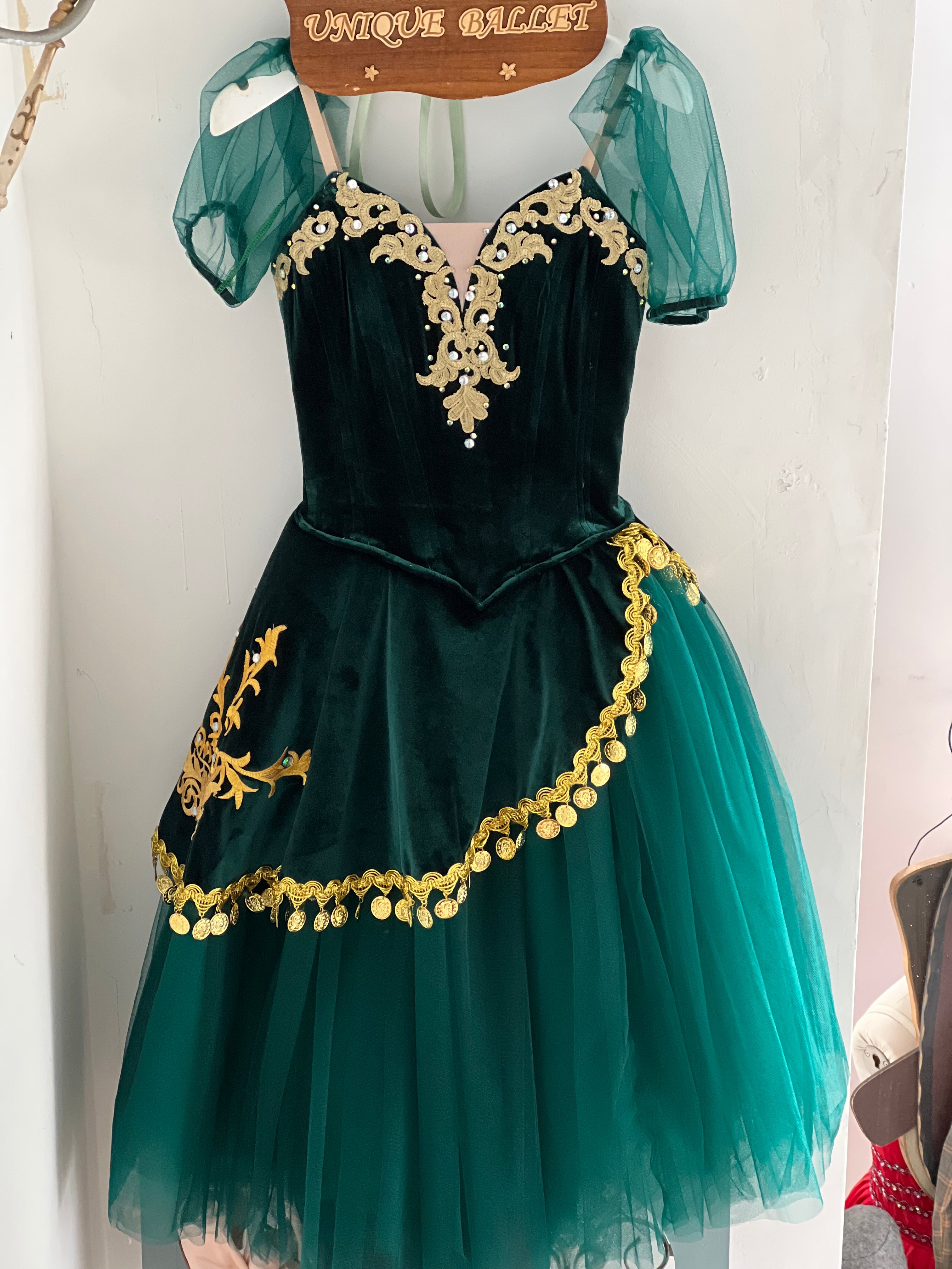 Professional Green Emerald Green La Esmeralda Romantic Ballet TuTu Costume Long Romantic Tutu Dress -RYLGRNESMRLDGD