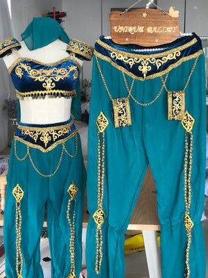 2 Pieces Blue Green Arabian Dance La Bayadere Nikija Indian Crop Top and  Pants Ballet Costume Nutcracker Arabian Dance Male Pants - YLPNTSKONBLUFNM