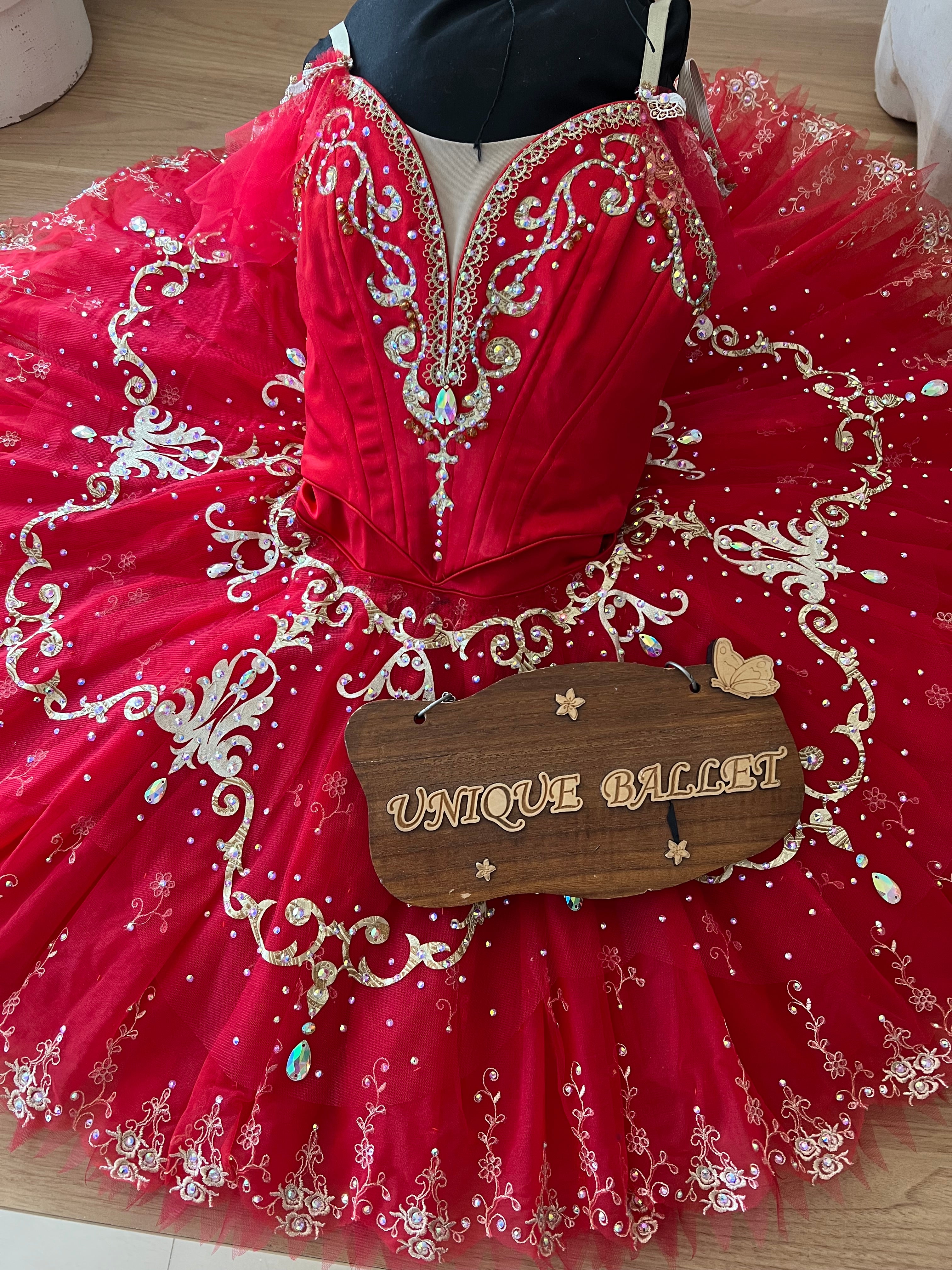 High-end French Style Professional Red Golden Don Quixote La Esmeralda Classical Ballet TuTu Costume Stage Tutu YAGP