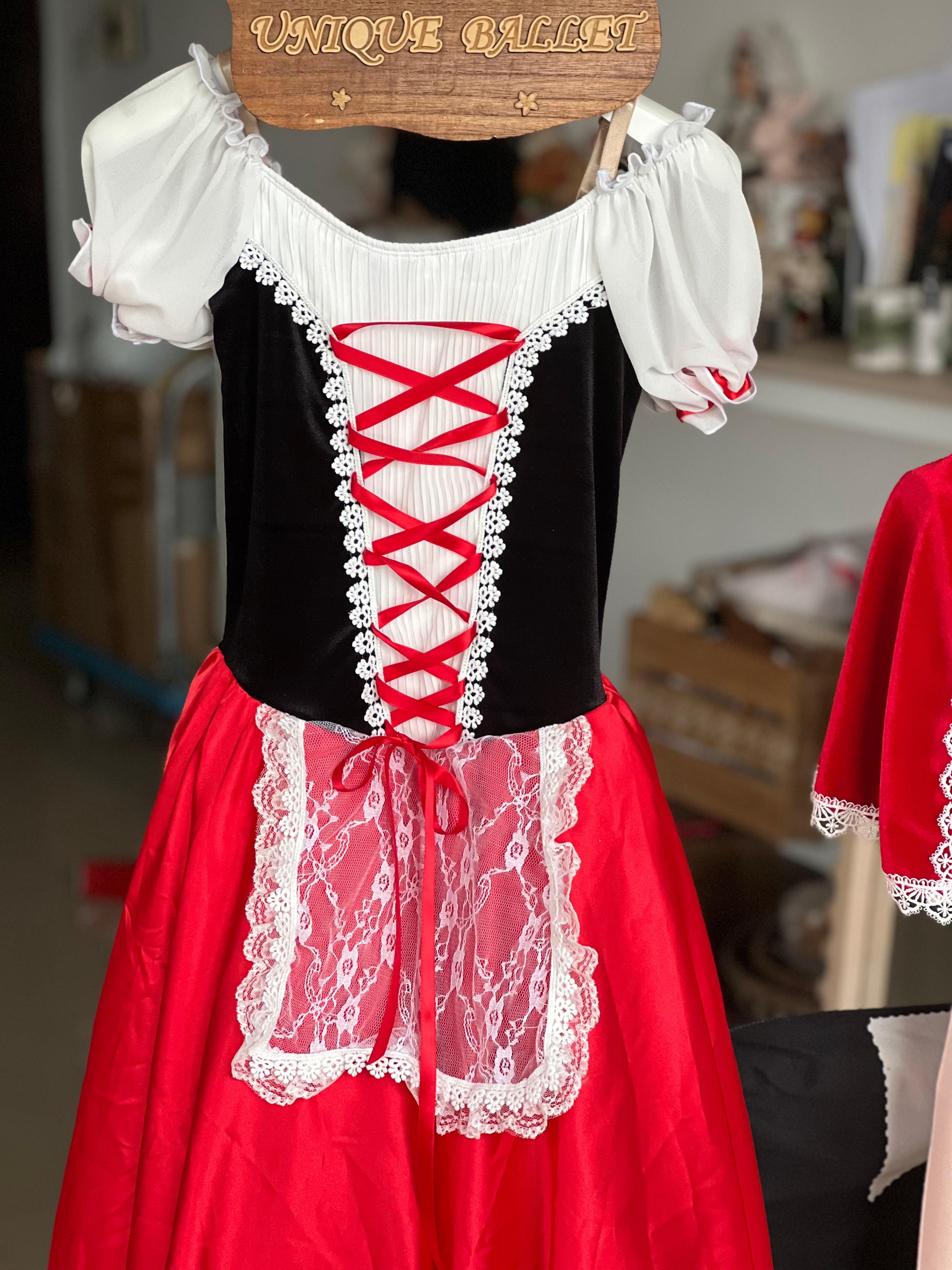 Pull Over Romantic Ballet TuTu Costume For Little Red Ridding Hood In Sleeping Beauty Long Dress Costume - RYLREDHOOD