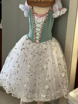 Professional Mint Green White Ballet Romantic Tutu Costume For Swanhilda Coppelia Swanilda  Variation Stage Dance-wear With Hooks - RYLMNTWHTFLWGD