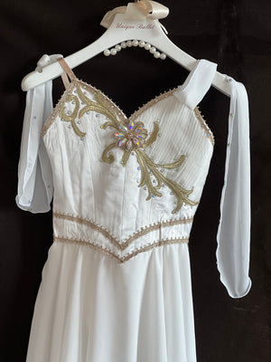 Golden Trims White Cupid Talisman Lyrical Ballet Costume Modern Ballet UniqueBallet Golden Trims White Cupid Talisman Lyrical Ballet Costume Modern Ballet UniqueBallet
