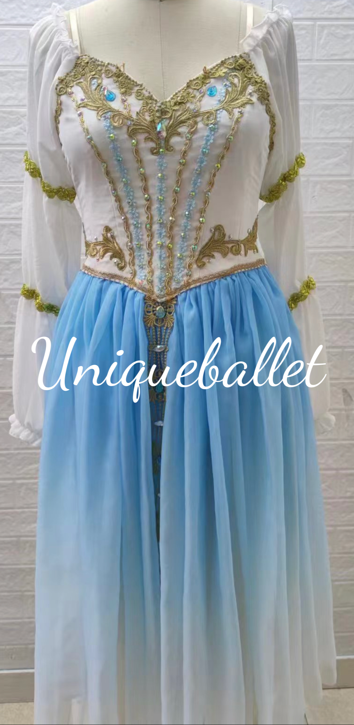 Blue Swan Lake Pas De Troid Variation Act 1 Professional Romantic Ballet TuTu Long Lyrical Tutu Dress Costume- YLLSWNBLU