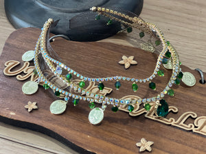 Professional Handmade Green Golden LA Esmeralda Tiara Headpiece - HP2WNESMALAGRNTIA