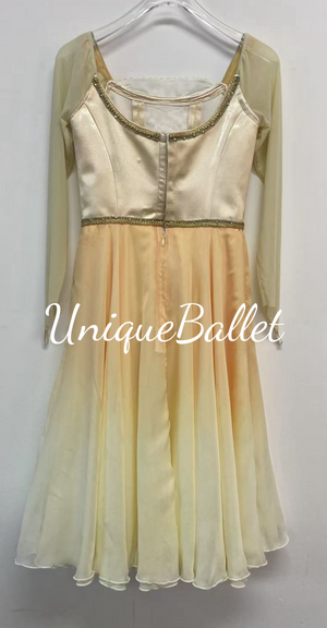 Professional Champagne Color Golden Romantic Ballet TuTu Lyrical  Long Tutu Dress Costume For Juliet Swan Lake Pas De Troid Variation Act 1 -RDFCHAPNJULT