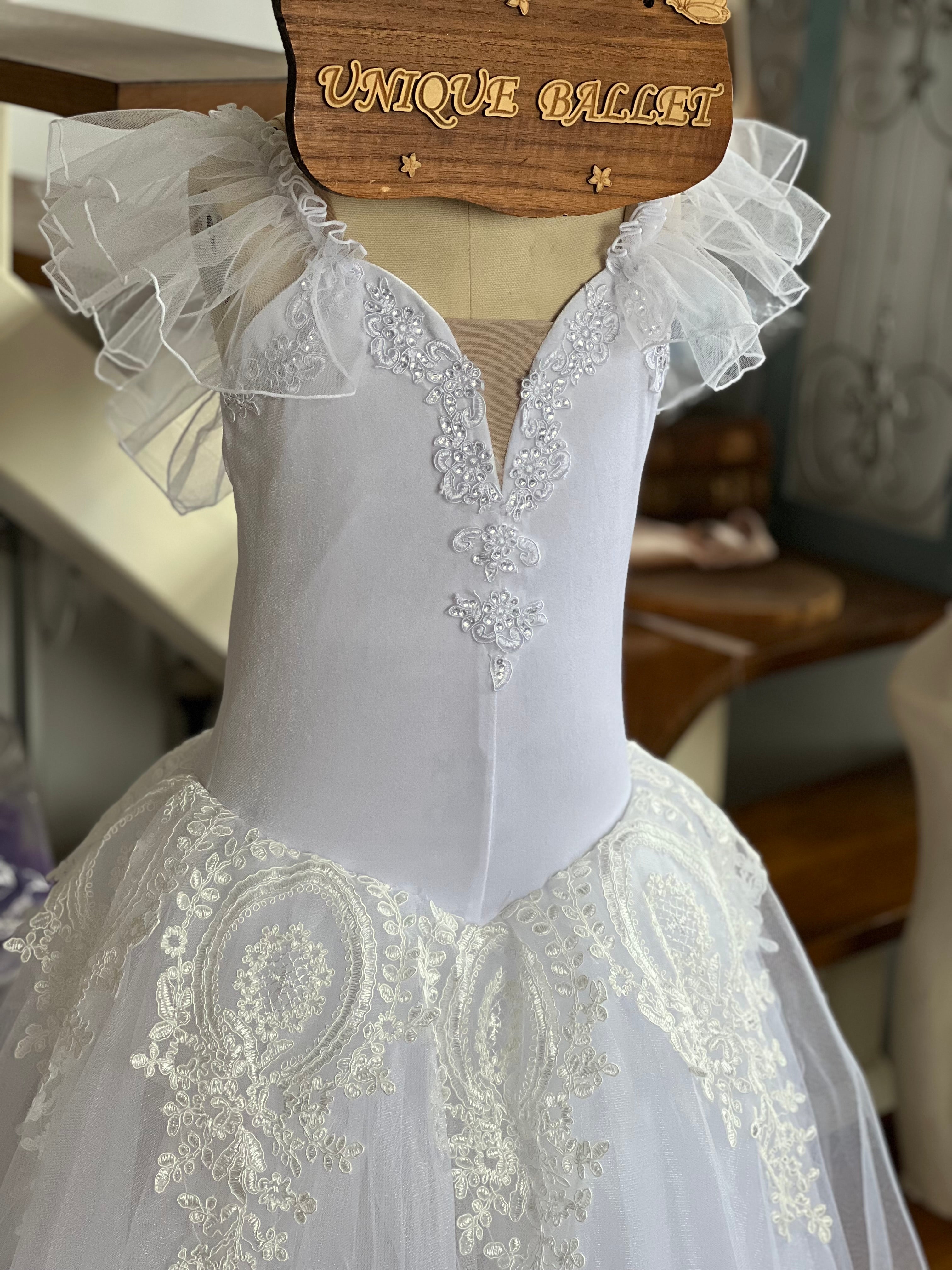 White Nutcracker Romantic Snow flakes Ballet Long Tutu Dress Snow Ballet Costume