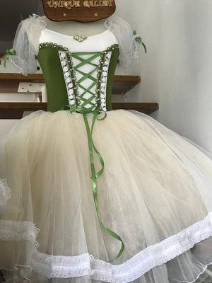 Giselle Romantic Ballet TuTu Costume Olive Green Peasant Long Ballet Dress- RYLOGZGSLOLVGRN