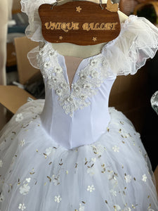 White Flowers Les Sylphides Long Romantic Ballet TuTu Dress Costume -RYLWHTFLWLCE