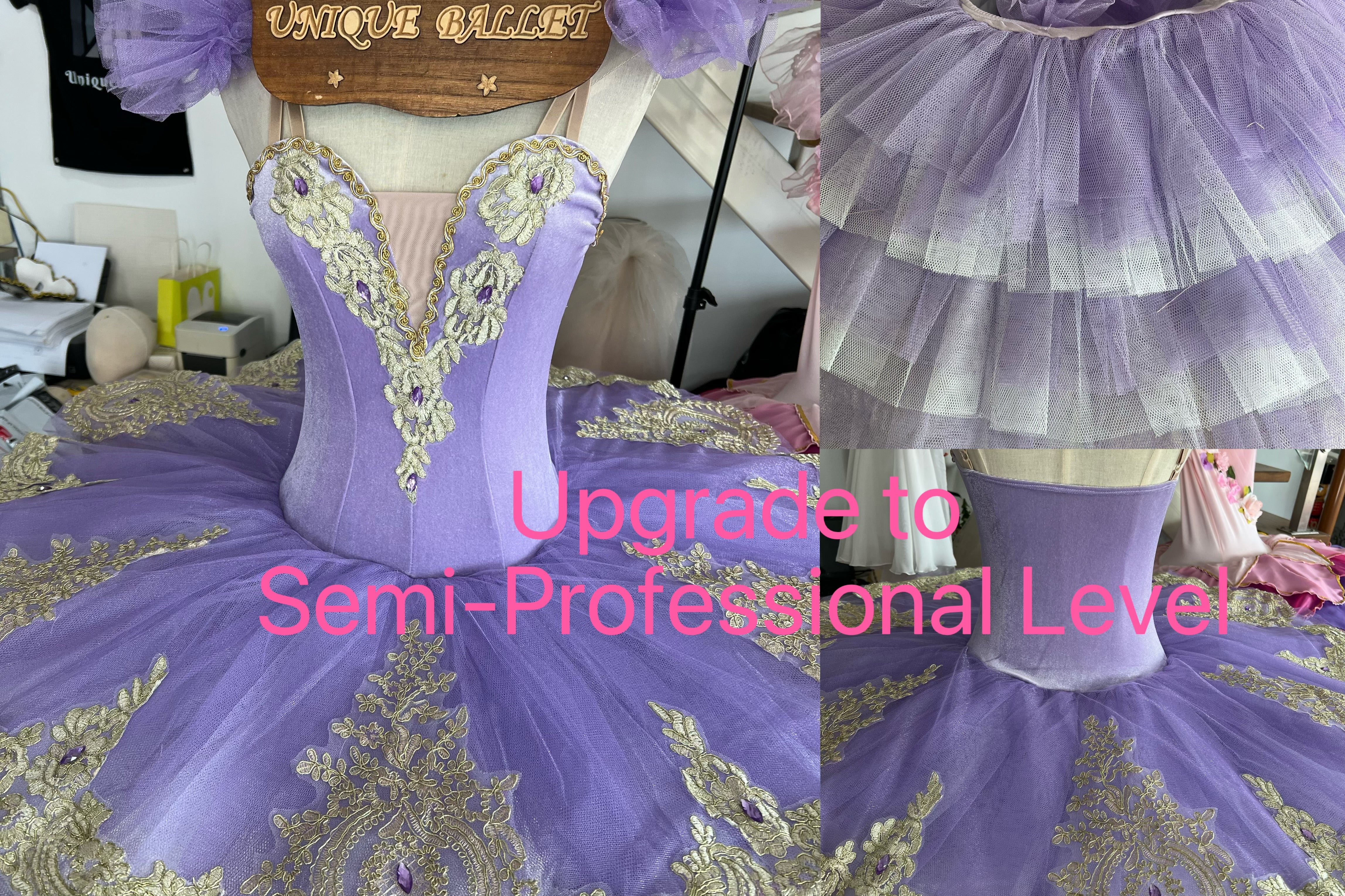Purple Lilac Fairy Golden Trims Classic Ballet TuTu Costume (Unprofessional)-5CLLCMEIZUAN