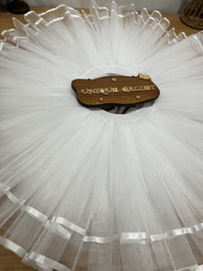Professional White Ballet Rehearsal TuTu Skirt With Ribbons