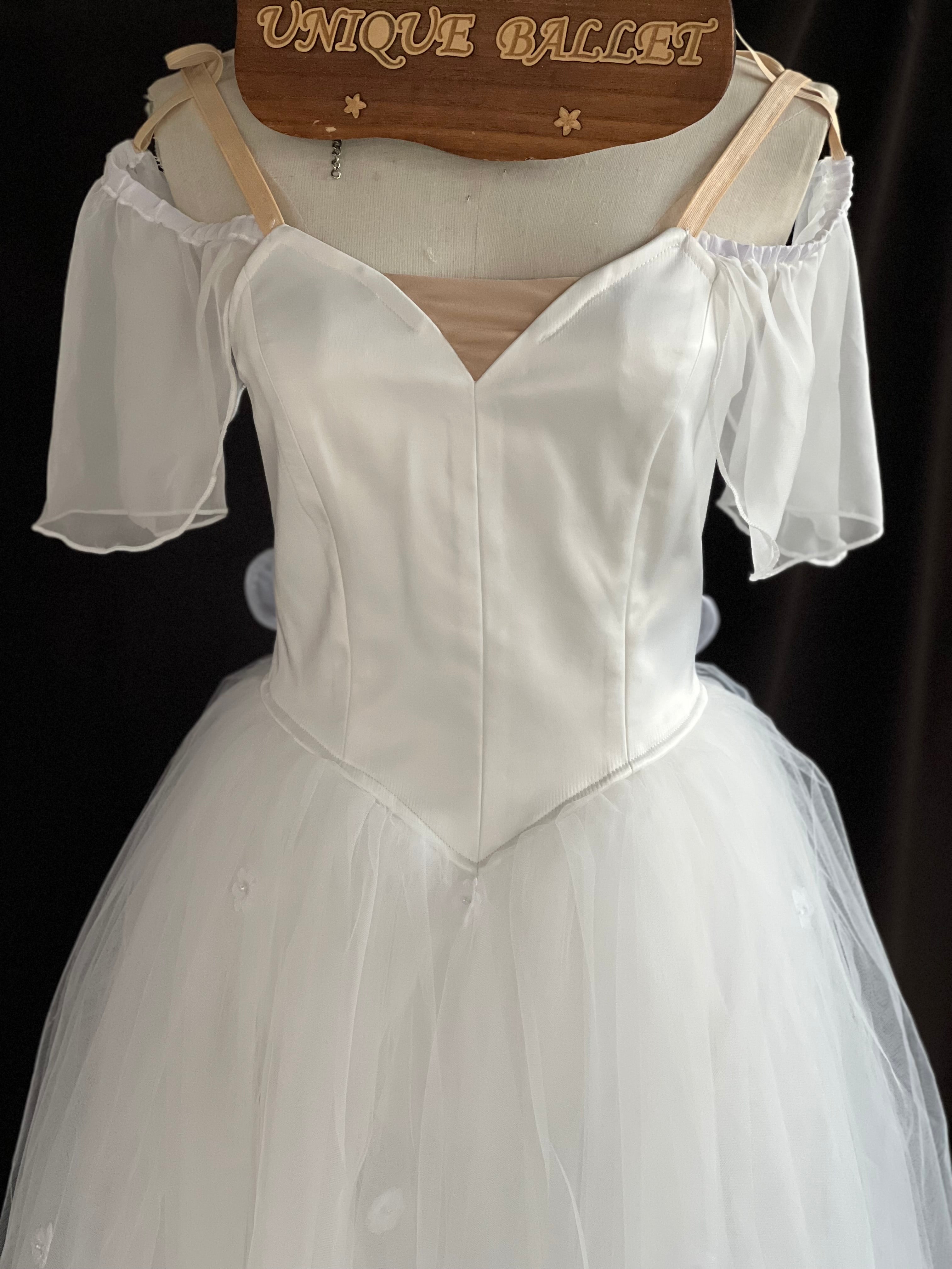 Professional White Les Sylphides Long Romantic Ballet TuTu Costume With Wings - RDFSYPH