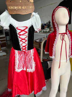 Pull Over Romantic Ballet TuTu Costume For Little Red Ridding Hood In Sleeping Beauty Long Dress Costume - RYLREDHOOD