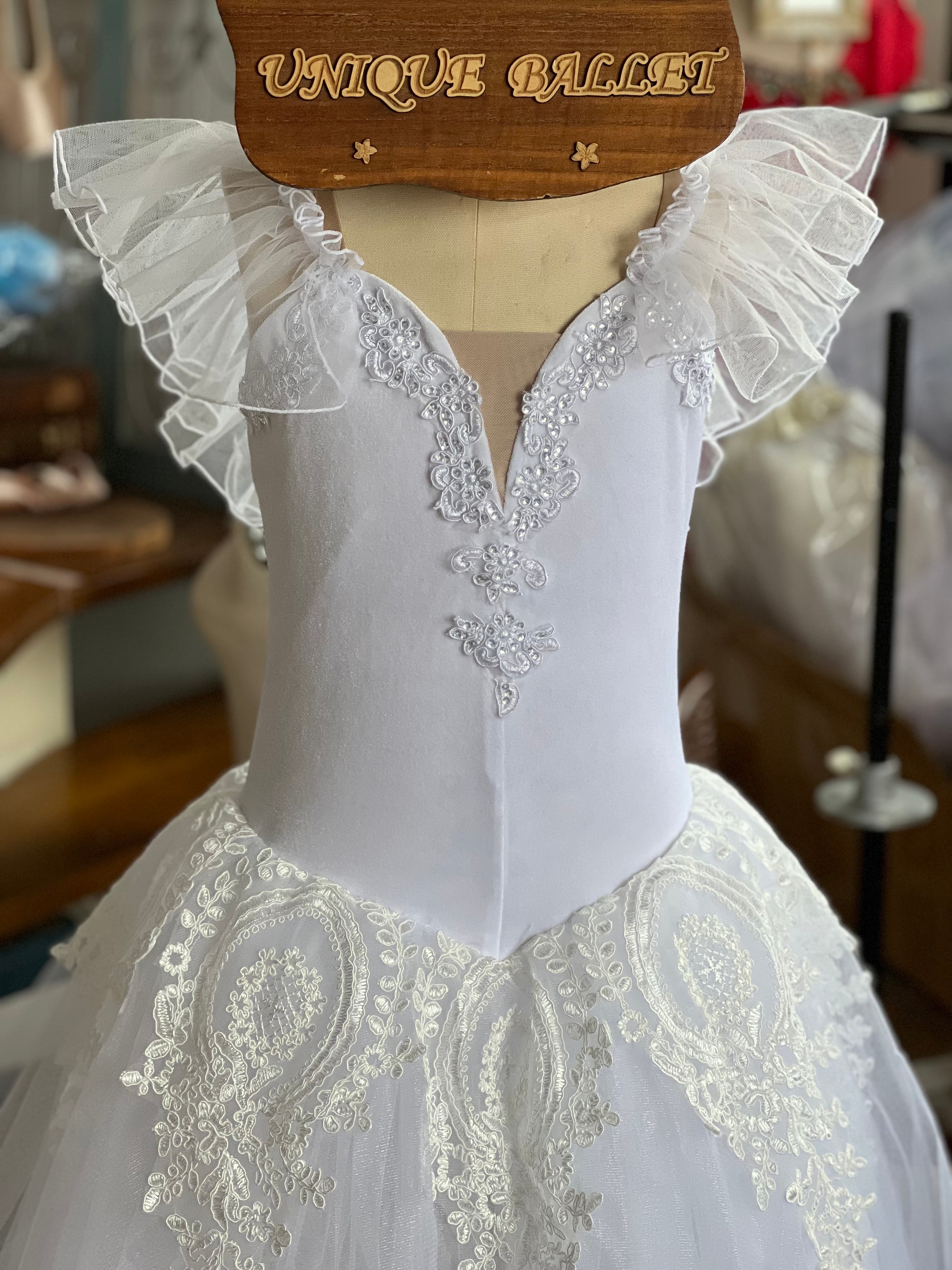 White Nutcracker Romantic Snow flakes Ballet Long Tutu Dress Snow Ballet Costume