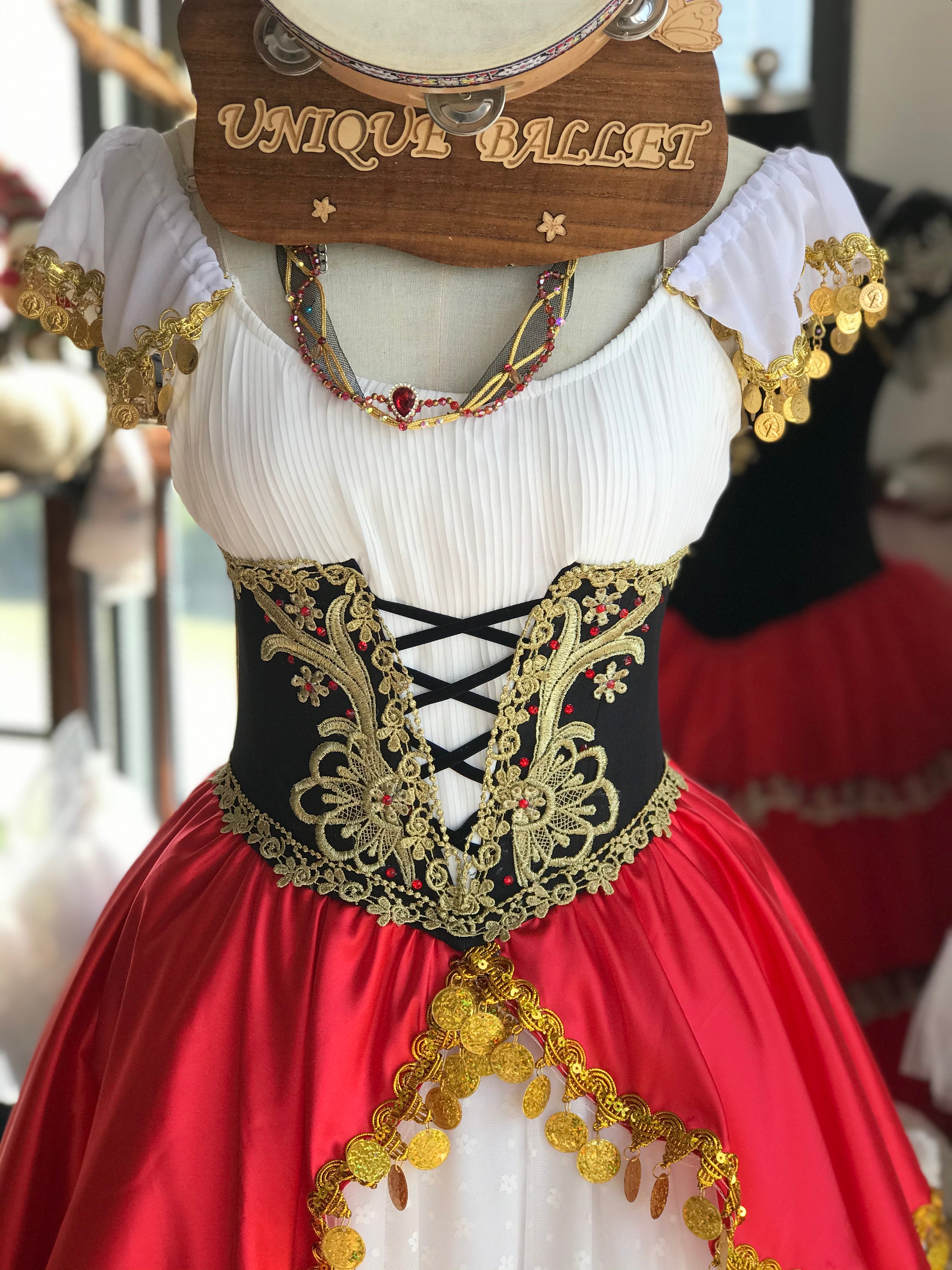 Professional La Esmeralda Romantic Ballet TuTu Costume Tambourine Dance Long Romantic Tutu Dress -RYLREWHTESMRLDGD