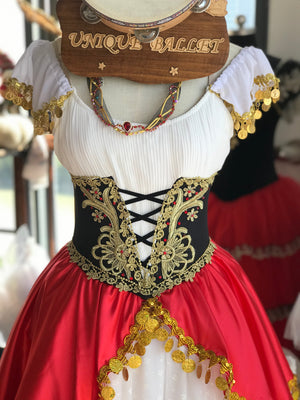 Professional La Esmeralda Romantic Ballet TuTu Costume Tambourine Dance Long Romantic Tutu Dress -RYLREWHTESMRLDGD