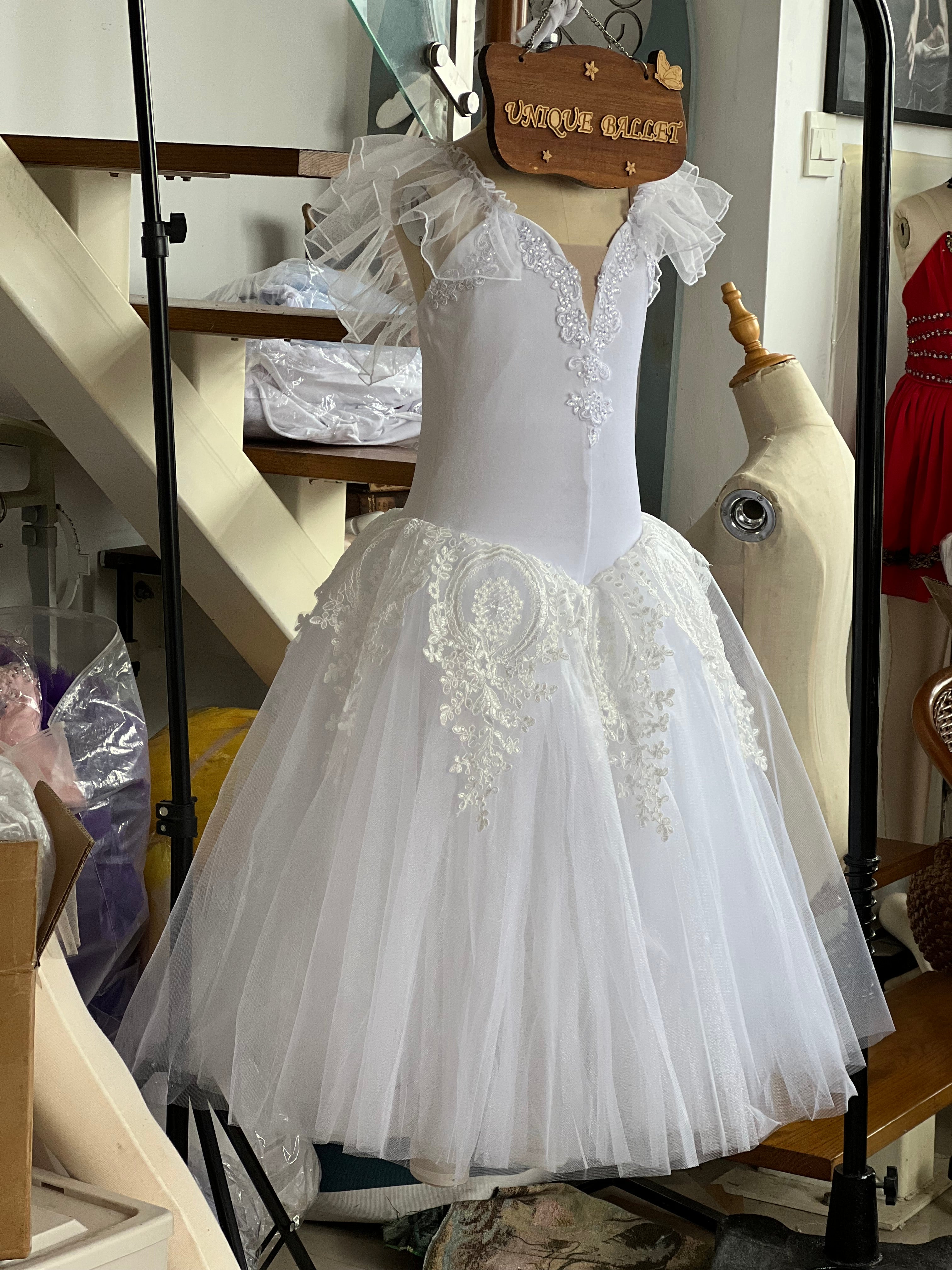 White Nutcracker Romantic Snow flakes Ballet Long Tutu Dress Snow Ballet Costume