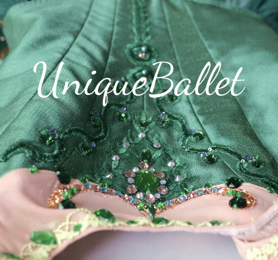 Professional Green Emerald Long Romantic Ballet TuTu Long Tutu Dress Costume For Jewels -QWJEWLSGRN