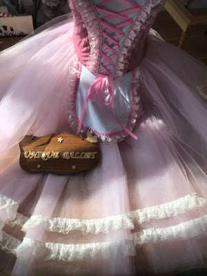 Pink Giselle Professional Romantic Ballet TuTu Hooks Long Dress Peasant Costume -DOGSLPNK