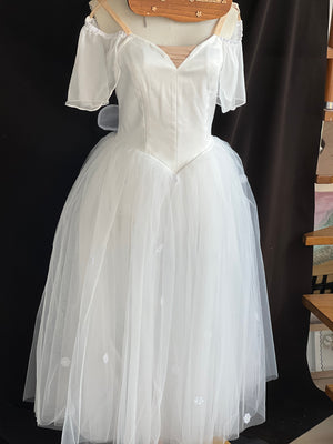 Professional White Les Sylphides Long Romantic Ballet TuTu Costume With Wings - RDFSYPH