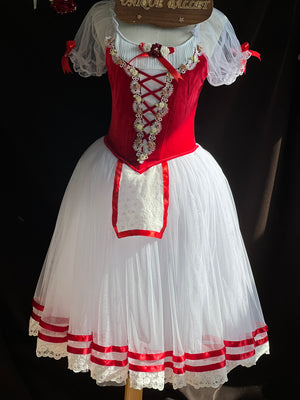 Professional Giselle Red Peasant Ballet Long Romantic Tutu Dress YAGP TuTu Costume With Hooks - RYLZZREDGSLGD