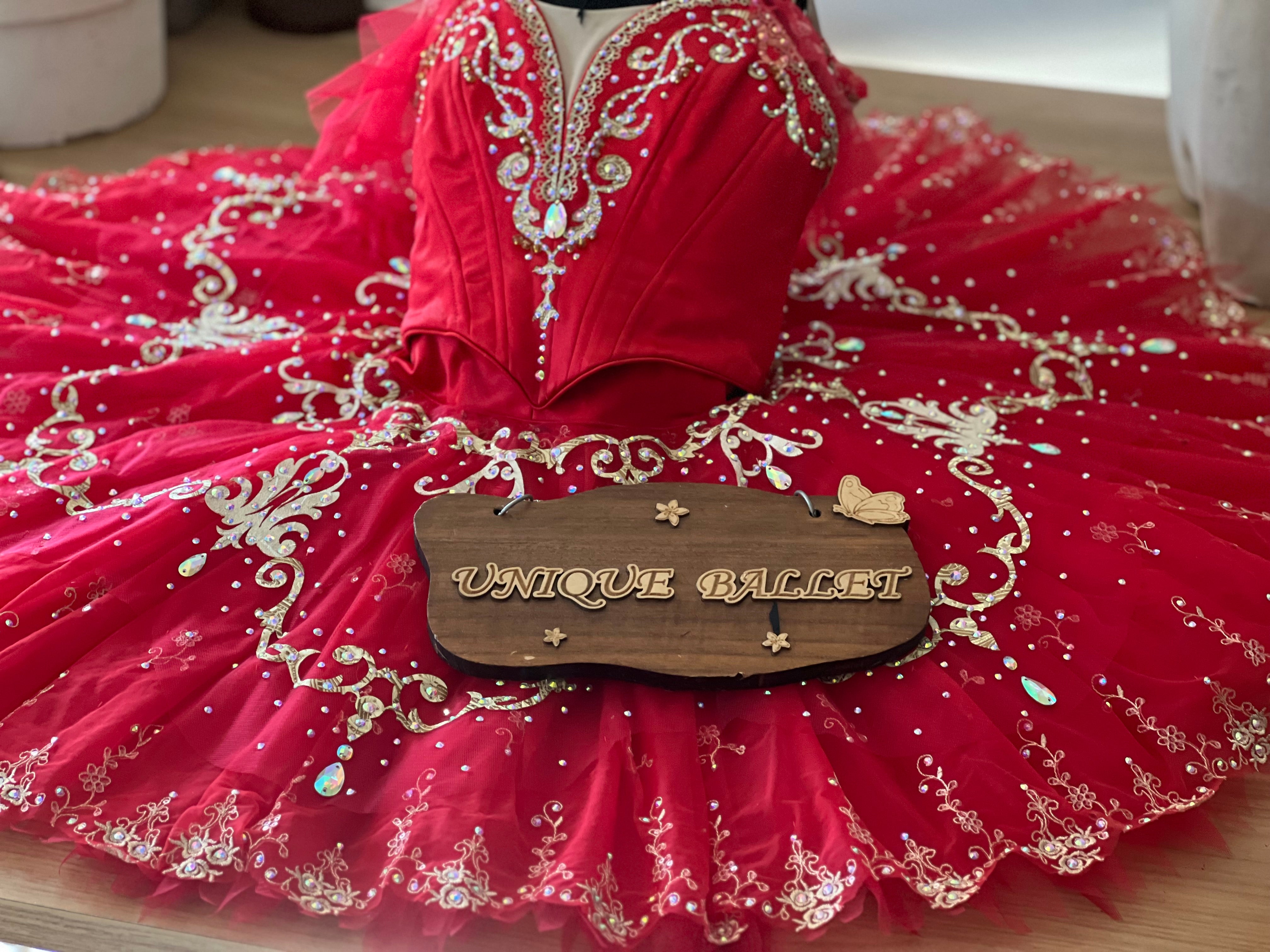 High-end French Style Professional Red Golden Don Quixote La Esmeralda Classical Ballet TuTu Costume Stage Tutu YAGP