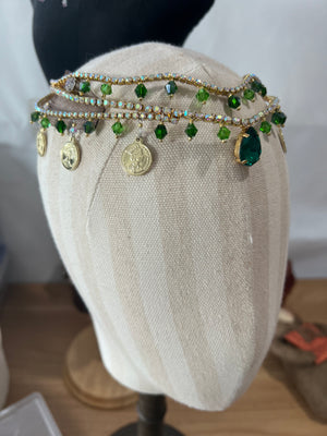 Professional Handmade Green Golden LA Esmeralda Tiara Headpiece - HP2WNESMALAGRNTIA